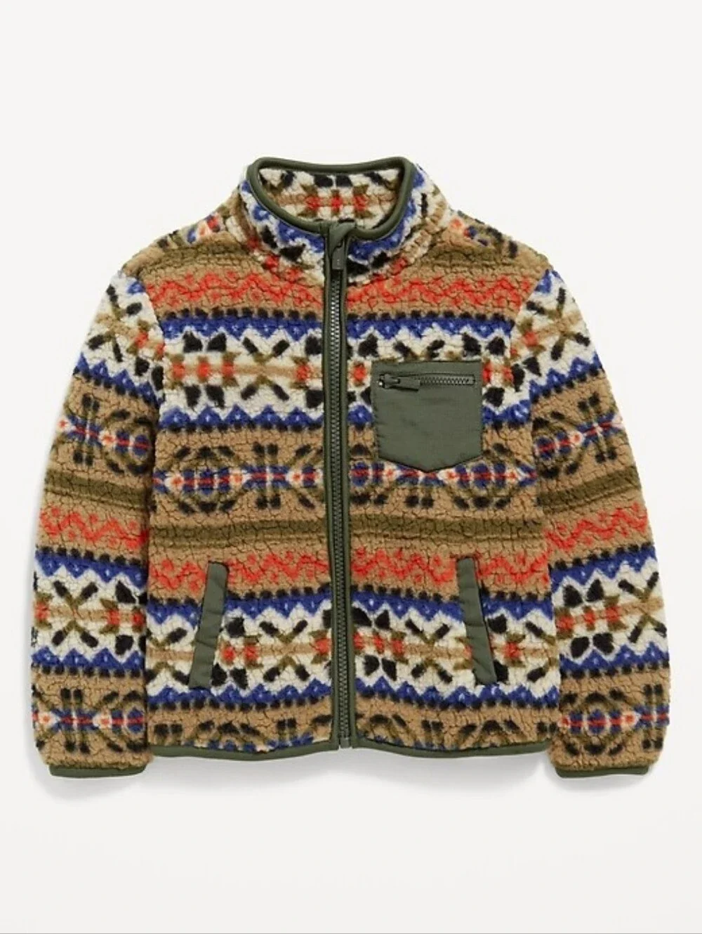 NWT Sz 4T Old Navy Toddler Sherpa Zip Jacket Fleece Warm Fair Isle Southwestern